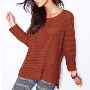 Garnet Hill Wool Angora Rib KnitSweater Burnt Orange Oversized Quiet Luxury-XS